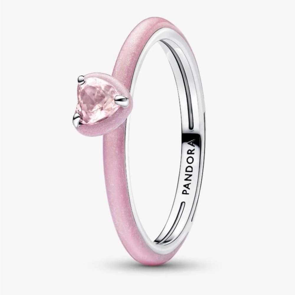 Pandora Pink Heart Stone Enamel Ring